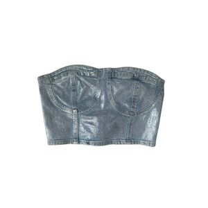 NWT! Metallic Coated Blank NYC Denim Bustier Crop Top